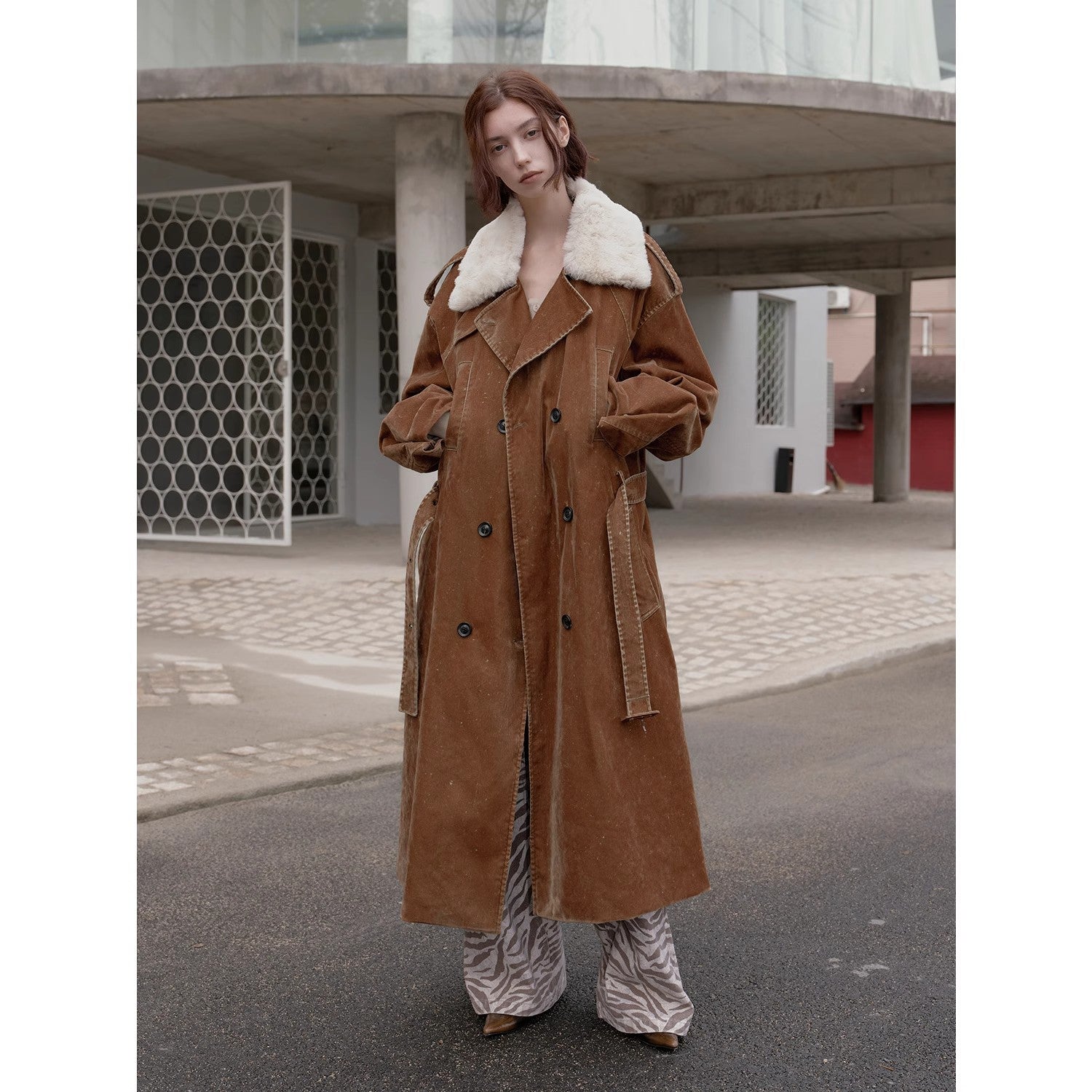 Fireladyfur  Detachable Wool Lapel Goose Down Parka"Windbreaker and Winter"
