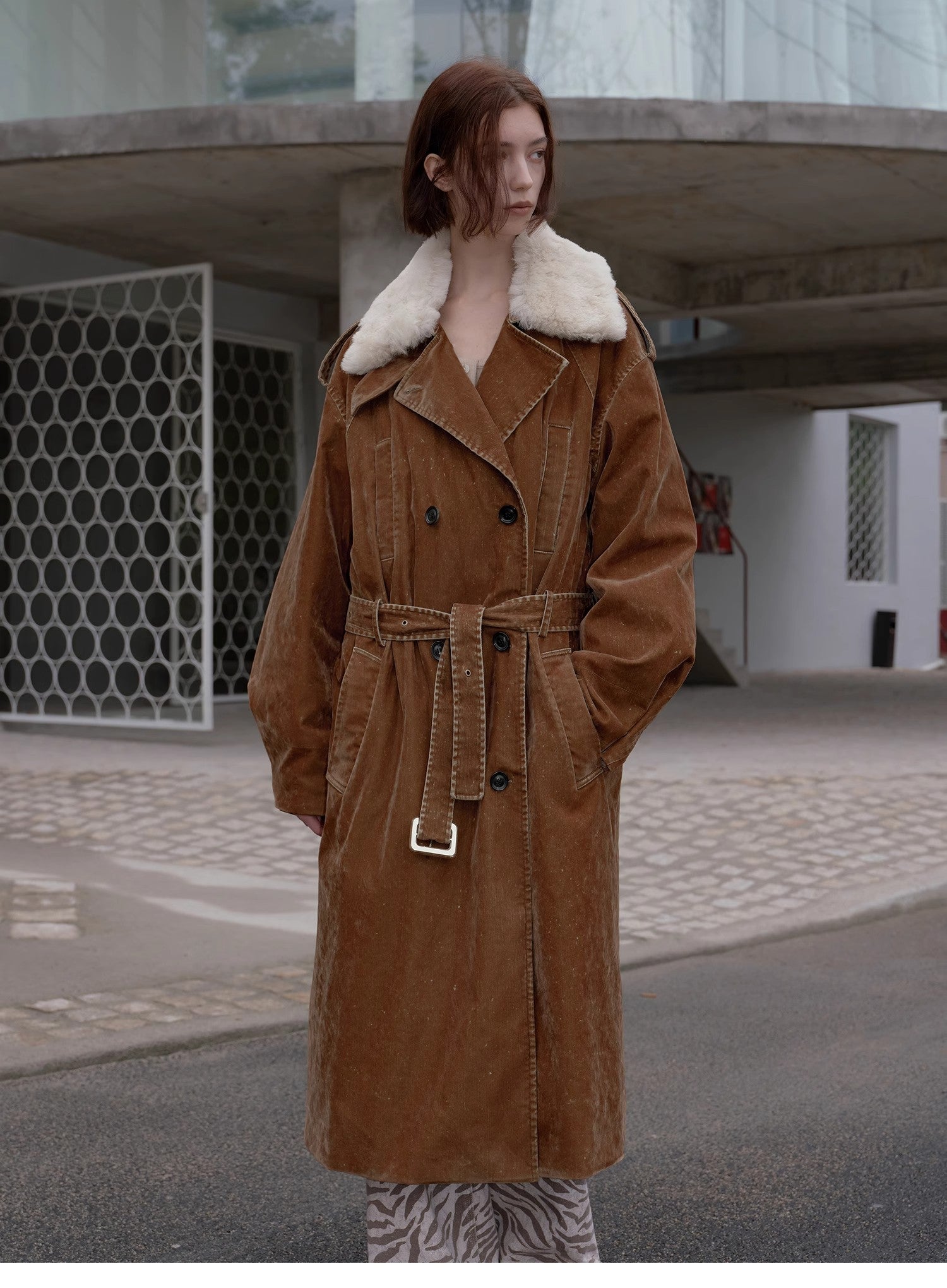 Fireladyfur  Detachable Wool Lapel Goose Down Parka"Windbreaker and Winter"