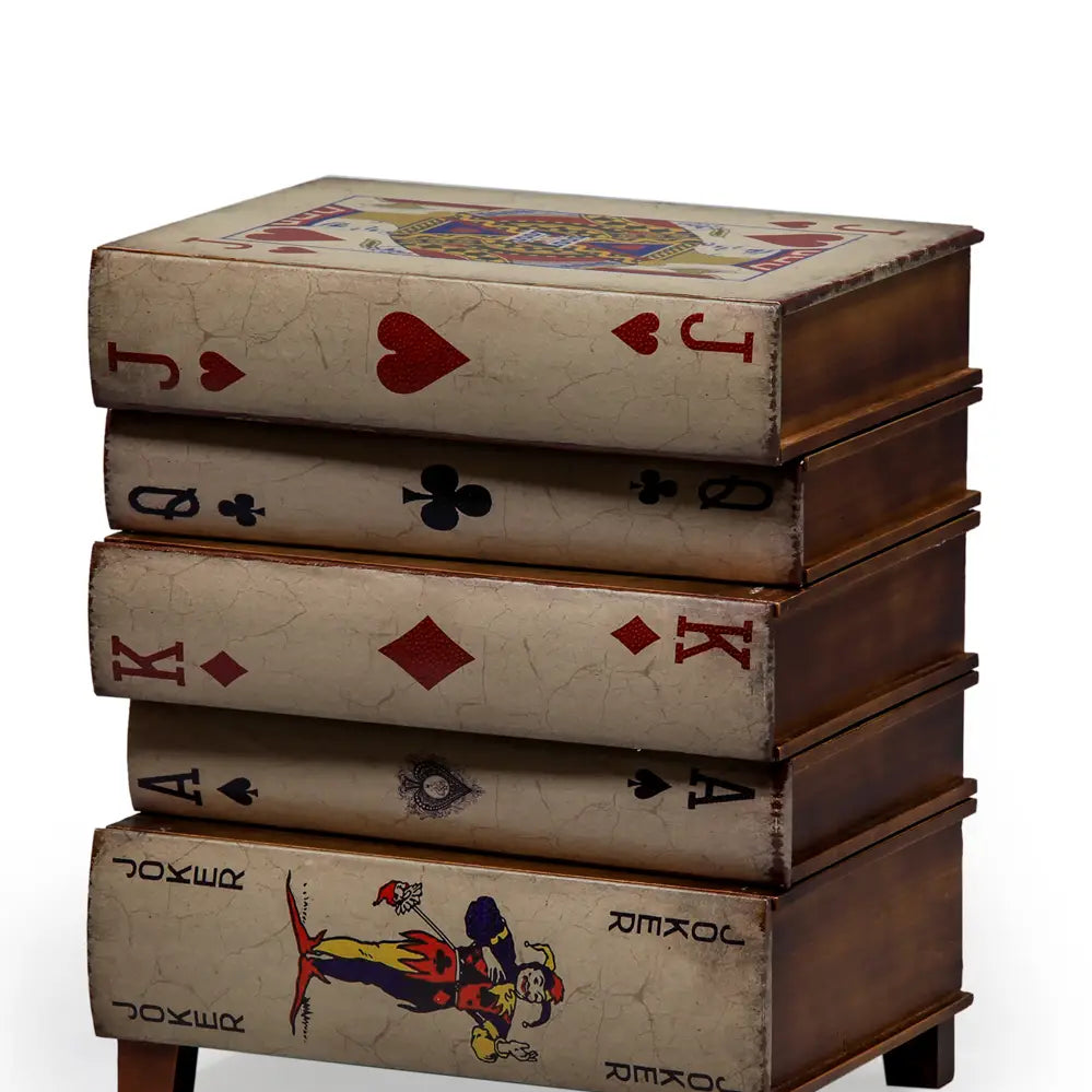 Antiqued Stacked Vintage Children's Books Side Cabinet