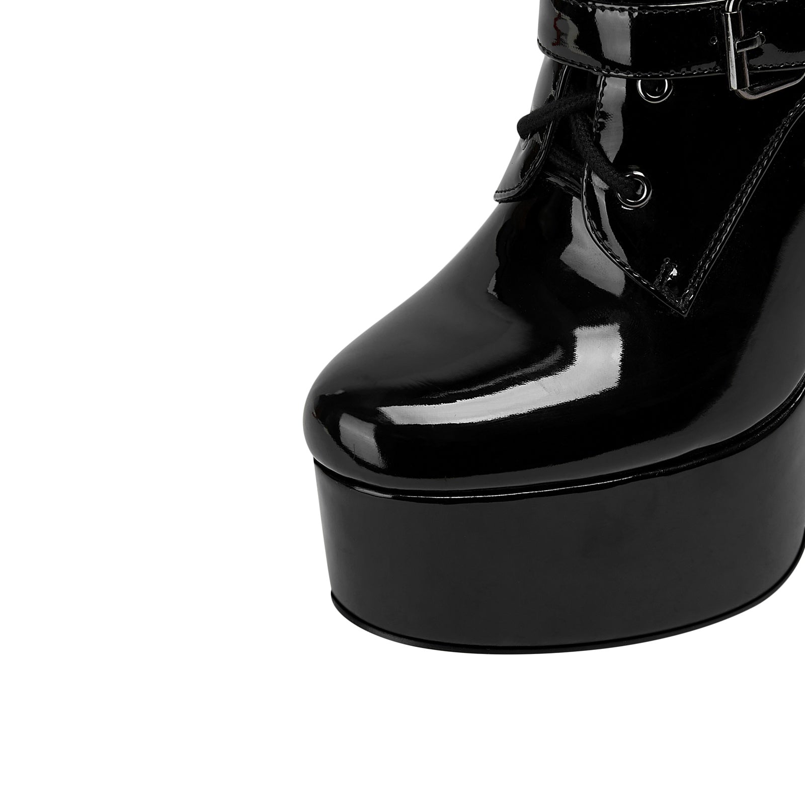 Cosplay Black Leather Buckle Knee High Boots