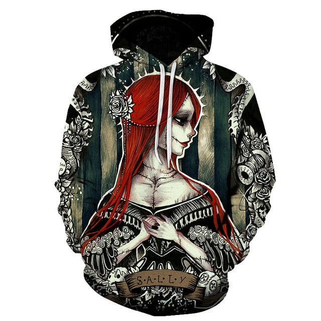 3D Print Wound Horror Blood Hoodies Sweatshirts Women Men I'M FINE Letter Hoodie Jumper Tracksuit Pullover Cosplay Women Tops