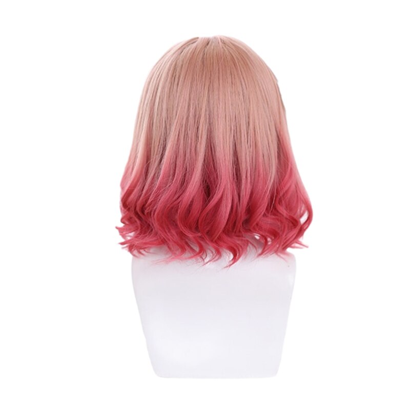 Gradient Pink Lolita Wigs Medium Loose Wave Sweet Harajuku Japanese Cosplay Wig Heat Resistant Synthetic Hair