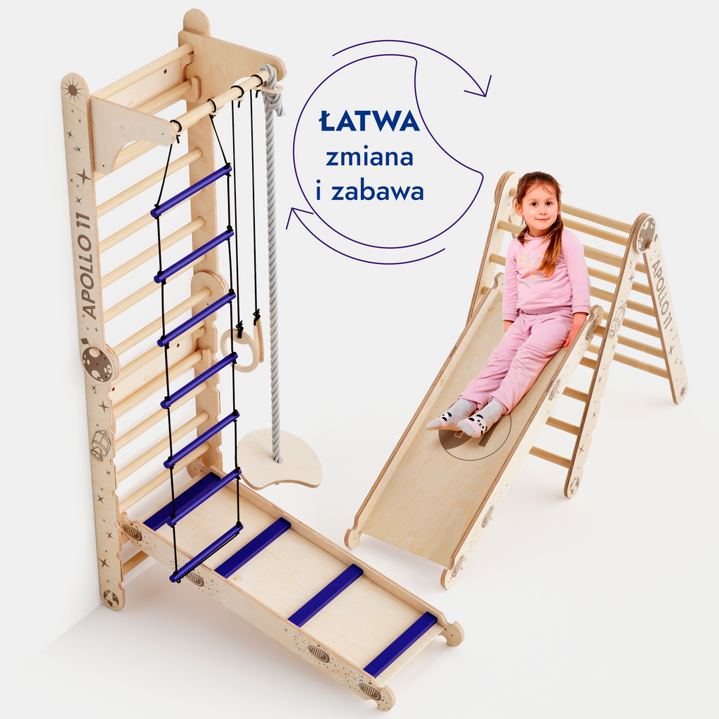 Apollo Swedish Wall / Climbing ladder for Little Austronauts + Moon swing Set + Slide Board-1