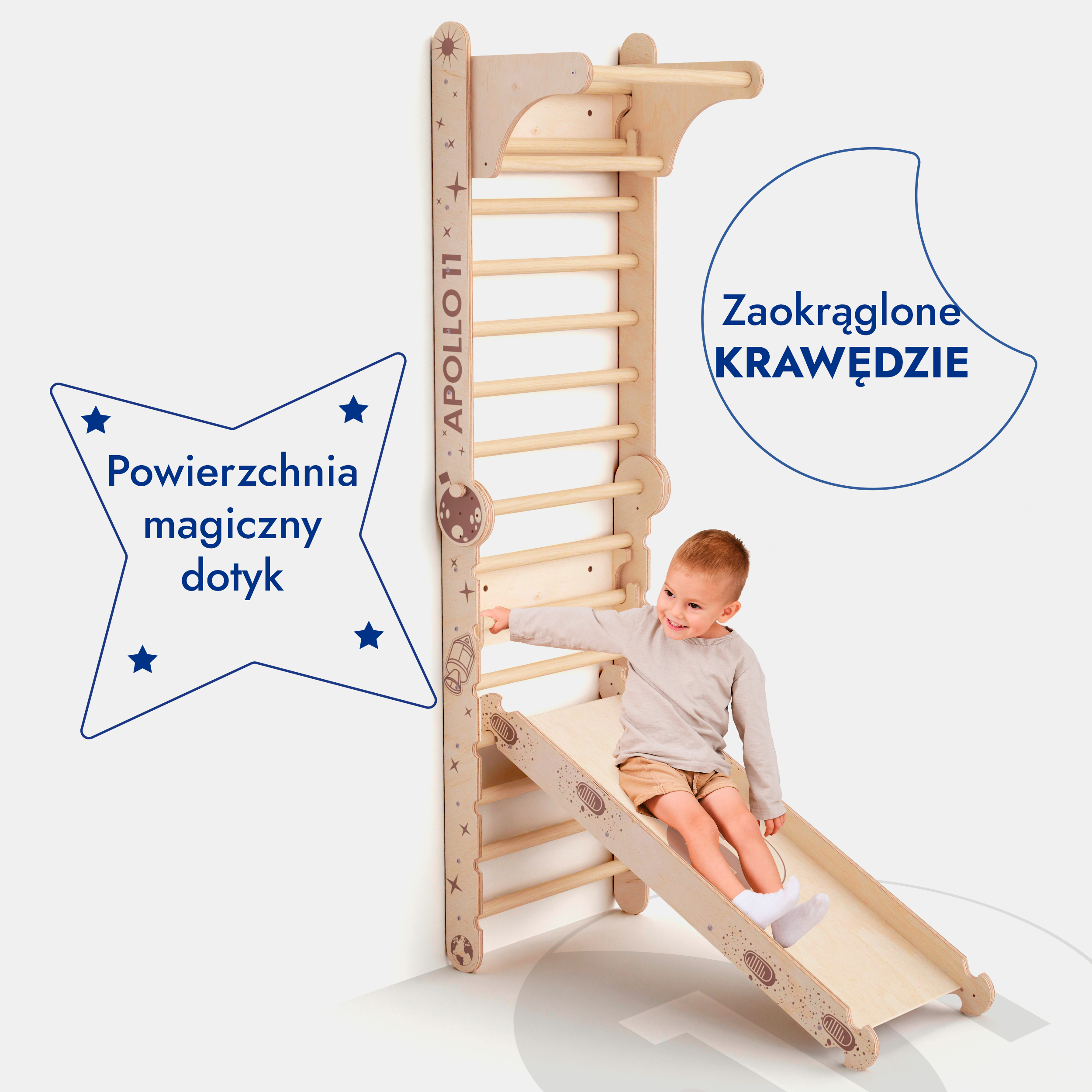 Apollo Swedish Wall / Climbing ladder for Little Austronauts + Moon swing Set + Slide Board-4